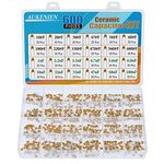 AUKENIEN 24 Values 600pcs Ceramic Capacitor Assortment Kit uF nF Multilayer Monolithic Assorted Capacitors from 10pF to 100nF