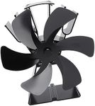 Fireplace Fan, 6 Blade Heat Powered Stove Fan Low Noise Efficient Aluminum Alloy for Home (Black)