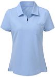 MoFiz Women's Polo T Shirt Cotton Golf Tennis Top Breathable Horse Riding Workwear Active Sports Polo Shirts Blue Size M