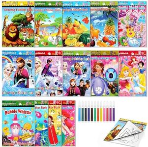 OSDUE Juego de Libros para Colorear para Niños, 28 Mini Libros para Colorear, Libro para Colorear con 12 Lápices de Colores y Pegatinas,Adecuado Guardería, Restaurante Infantil, Regalos de Cumpleaños