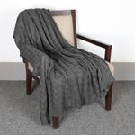 EcruE Grey Cable Knitted Throw Blanket - 50x60 Inches, Soft 100% Acrylic, Cozy & Stylish Home Decor Accent