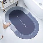 AARAL Bathroom Door Mat|Anti Slip Floor Mat for Home and Kitchen|Anti Skid Water Soaking Bathroom Mat|Super Water Absorbent Rubber Foot Mat (Blue - 40 x 60 cm), rectangular