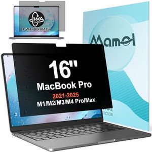Privacy Screen for MacBook Pro 16 Inch (2021-2024, M1, M2, M3, M4, Pro, Max), Matte Anti Glare Blue Light Filter, Nano No Glue Anti Spy Black Protector for Mac Pro 16In Laptop