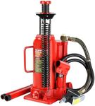 BouPower Pneumatic Air Hydraulic Bottle Jack with Manual Hand Pump, 12 Ton (24,000 lb) Bottle Jack for Auto, Truck, Travel Trailer, Red