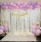 SpecialYou Pink & Purple Princess Theme Birthday Decoration Items for girls DIY Kit with White Net Curtain cloth backdrop for Decoration & LED Fairy Lights (40ft), birthday decoration kit - 59 pcs