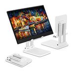 Pepper Jobs Tablet Stand Solid Sturdy Stand, Dual Tube Foldable for Tablet Holder Stand, Universal Tablet Stand, Portable Monitor Stand Adjustable Height and Viewing Angle Extremely Stable (White)