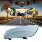 Rear View Mirror, Universal 300mm Frameless Wide Angle Rearview Mirror for Driving Test, Learner Driving Instructor Mirror to Reduce Blind Spot Effectively for Cars SUV Trucks 300x83mm (Blue Mirror)