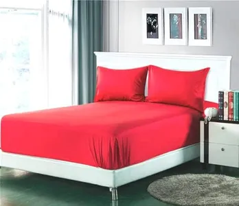 Tache 100% Cotton Deep Pocket Cherry Red - Extra Soft Luxurious Pillowcases with Fitted Sheet Only - 3 Piece Set - California King