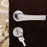 VOLO Premium Series Mortise Door Lock - Bedroom Lock with Brass Cylinder and Body, Computerised Keys for Home/Hotels/Office (Silver Satin Finish, Handle On Rose- 2213)