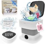 Portable Washing Machine, 12L 60W Mini Washer with Spin Dry, Small Compact Lavadora Portatil for Underwear, Baby Clothes, Lingerie, Socks,RV, Dorm, Apartments Camping Travel Laundry