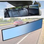 AUTO MT Rear View Mirror Wide Angle Broadway Panoramic Anti-Glare Blue Tint Blindspot Convex Mirror Compatible for All CAR…