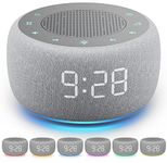 Buffbee Sound Machine & Alarm Clock 2-in-1, 18 Soothing Sound, 7 Night Light, Sleep Timer, Precise 30-Level Volume Control White Noise Machine, A-Grey