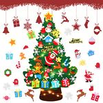 DazSpirit Childrens Felt Christmas Tree, 3.28Ft DIY Felt Christmas Tree Set, Wall Hanging Felt Xmas Christmas Tree Decorations Kits with 32Pcs Ornaments, Home Door Window Christmas Decoration Kit