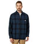 Carhartt Men's 105439 Loose Fit Heavyweight Flannel Long-Sleeve Plaid Shirt, Night Blue, XL