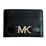 Michael Kors Reed Large Card Holder Wallet MK Signature Logo Leather, Black, L, Card Holder