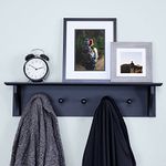 Ballucci Floating Coat and Hat Wall Shelf Rack, Coat Rack Wall Mount, 5 Pegs Hook, 24", Black