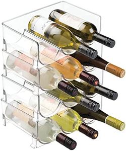 mDesign range-bouteilles (lot de 4) – casier à bouteilles empilable en plastique pour 3 bouteilles de vin ou autre boisson – étagère à vin moderne pour jusqu'à 12 bouteilles au total – transparent