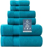 COZYART Teal Bath Towels Set for Bathroom Soft Absorbent Durable 650 GSM Turkish Cotton Towel Set of 6, 2 Large Bath Towels, 2 Hand Towels, 2 Washclothes