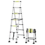 Telescoping Ladder,Heavy Duty A-Frame Aluminum Telescopic Ladder,5+6 Steps Portable Extension Ladder Adjustable Lightweight Folding Ladder for Home or RV Work,330lb Capacity(1.7+2.0M)