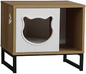 Critter Sitters 2.15 Sq. Ft. Wood/Neutral Particle Board Indoor Cat Bed and Side Table with Hidden Litter Box