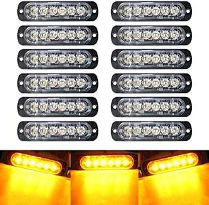 SEISSO 12-Pack 6 LED Amber Strobe Lights Vehicles Trucks Emergency Strobe Lights Kit 12V -24V Warning Hazard Flash Strobe Lights Bar Grill Grille Surface Mount Super Bright Waterproof