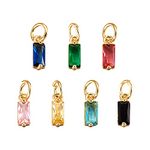 Beadthoven Gold Crystal Cubic Zirconia Crystal Charm Pendants with Jump Ring for DIY Jewelry Making Tiny Dangle Accessories, Stone Cubic Zirconia Brass, Cubic Zirconia