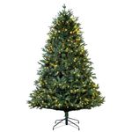 Christmas Tree World | 7ft Artificial Pre-lit Woodland Pine | Natural and Realistic Look with Bushy and Luxury Quality PVC Tips | Easy to Assemble and Take Down | 140cm Diameter
