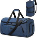 Convertible Travel Garment Bag, Carry on Garment Duffel Bag for Men Women - 2in 1 Hanging Suit Business Travel Bag with Double Back Strap and Detachable Shoulder, Waterproof (Dark Blue), Dark Blue,