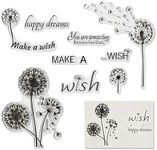 Dandelion Flowers Clear Stamps for Card Making Decoration DIY Scrapbooking, Blessing Words Transparent Rubber Seal Stamps for Photo Card Album Crafting Supplies