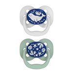 Dr. Brown's Advantage Reversible Baby Pacifier, Breathable Open Shield for Max Airflow, 100% Silicone Rounded Bulb, Blue Glow-in-The-Dark, 2-Pack, 0-6m