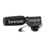 Video Microphone, Saramonic SR-M3 Mini Directional Shotgun Mic for Youtube and Interview with Extra Mic Input and Real Time Headphone Monitoring Compatible with Nikon Canon Sony DSLR Camera, Camcorder