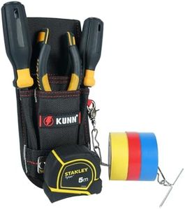 KUNN Small Tool Pouch with Belt Clip, Utility Tool Organizer with Tape Measure Holder, Electrician Tool Pouch for Belt with Tape Thong