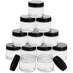 BELLE VOUS Small Glass Jars with Lids (12 Pack) - 60ml/2oz Travel Pots for Toiletries, Creams, Lotions, Essential Oils & More - Travel Containers/Sample Pots