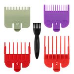 4 Professional Hair Clipper Guards Cutting Guides Fits for Most Wahl Clippers, Color Coded Clipper attachment Replacement - Guard Number: #1/2, 1, 1.5, 2(Length: 1/16, 1/8, 3/16 and 1/4 inch)