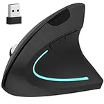 Delton Ergonomic Vertical Mouse - 6 Buttons Design - 2.4 GHz USB Unifying Receiver - AAA Battery Operated - Compatible with PC, Mac, Laptop, Chromebook - Black