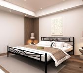 ANISHWAR Aroma Metal Queen Size Painted Bed | Metal Double Painted Bed With Headboard | Painted Bed For Painted Bedroom | Colour- Iron Black | Diy (Do It 'Yourself)