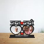 GIFT JAIPUR Nana Nani 2 Heart Wooden Table top Photo Frame 10 X 8 inch - DIY Anniversary Birthday love Care gift for Nana Nani Granny Grand parents mother Father