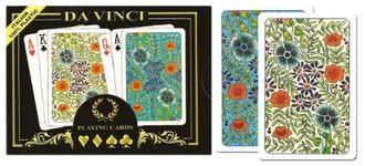 Da Vinci Fiori Plastic Playing Cards with 2-Deck Bridge Size Regular Index Set, Hard Shell Case and 2 Cut Cards