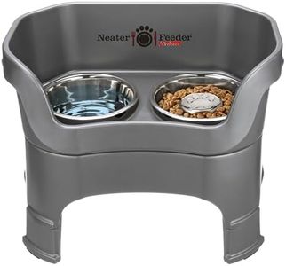 Neater Feeder Deluxe Large Mess Proof Feeder for Large Dogs, 3 Cup Slow Feed Bowl & 9 Cup Stainless Steel Water Bowl, Adjustable Height, Elevated, No Spill, Non-Tip, Non-Slip. Made in USA