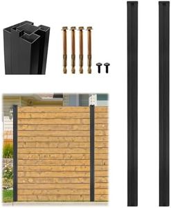 2 Pack 6Ft Aluminum Fence Post, 3-Way Adjustable (180°/90°/0°), Matte Black Rustproof Privacy Fence Posts No Dig for Outdoor Wood Panels