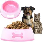 Noa Store Non-Slip Plastic Dog Bowls - Non-Spill Feeding Station for Small to Medium Dogs - Durable Feeder for Puppies, Cat, Dog - Pet Food and Watering Supplies Accessories - Pink