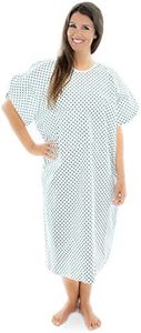 Personal Touch Unisex Hospital Patient Gown Metal Snap IV Sleeves with Telemetry Pocket - Blue & Teal Diamonds Print - One Size Pack of 2