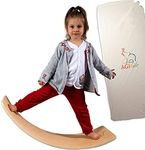 AGIKids The Childrens Wooden Balance Board | Premium Kids Montessori Toy | Curvy Yoga Boards for Kids with Carry Bag Cotton | Toddler Seesaw Wobble Rocker Swing Natural Boards