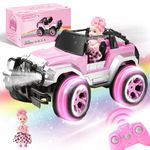 Carox Remote Control Car for Girls, Pink RC Car with Doll and Sticker for Ages 6-12 Years Old Girls, 80 mins with Rechargeable Battery, 1:16 Scale 2.4Ghz, Birthday for Grils