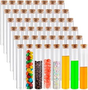 48PCS 45ml Glass Test Tubes with Cork Stoppers, Transparent Sample Storage Tube Set for Lab, Candy, Party Favors, Bath Salt, Spices, Beads