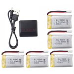 5pcs 3.7v 800mAh Lithium Battery with 5-in-1 Charger for Syma X5C X5C-1 X5A X5 X5SC X5SW H5C V931 S5C S5W SS40 FQ36 T32 T5W H42 CW4 UAV 2.4G RC Quadcopter Spare Battery