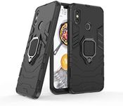 Compatible with Xiaomi Mi 8 Case, Metal Ring Grip Kickstand Shockproof Hard Bumper Shell (Works with Magnetic Car Mount) Dual Layer Rugged Cover for Xiaomi Mi 8 (Black)