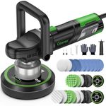 Ginour Dual Action Car Polisher for Car Detailing, 900W Car Buffer Polisher Machine, 6 Variable Speeds 2000-6400RPM, with D and Side Handles, 13 Buffing Pads, 150mm/6in, 125mm/5in Discs
