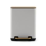 Pure Home and Living White Iron Pedal Rectangular Waste Bin with Lid - Small