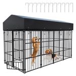 Large Outdoor Dog Kennel Crate: Heavy Duty Pet Pen House, Wire Outside Walk In Chicken Run Cage Coop with UV-Resistant Waterproof Canopy Roof Cover and Stakes (249x120x165cm)(Not for little cats)